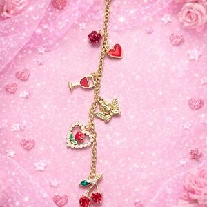 Handmade Gold Purse Charm with Red and Green Accents